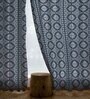 Blue Linen Ethnic motif 5ft Sheer Eyelet (1Pc) Window Curtain