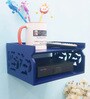 Engineered Wood Wall Mounted Set Top Box Holder in Blue Colour