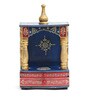 Blue Wood Wall Mounted Mandir Without Door