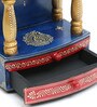 Blue Wood Wall Mounted Mandir Without Door