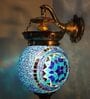 Blue Metal and Glass Wall Light