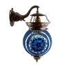 Blue Metal and Glass Wall Light