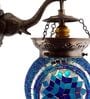 Blue Metal and Glass Wall Light