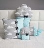 Blue and Grey Microfiber Cupcake Decorative Cuddle Cushion