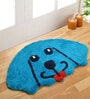 Blue Microfiber AntiSkid 18 X 28 Inches Dog Shaped Bath Mat