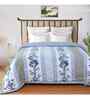 Blue Microfiber Floral 180 GSM Double Size Reversible Comforter