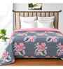 Blue Microfiber Floral 180 GSM Double Size Reversible Comforter