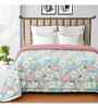 Blue Microfiber Floral 180 GSM Double Size Reversible Comforter