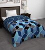 Blue Microfiber Geometric 180 GSM Fusion Reversible Single Comforter