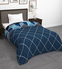 Blue Microfiber Geometric 180 GSM Fusion Reversible Single Comforter