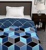 Blue Microfiber Geometric 180 GSM Fusion Reversible Single Comforter