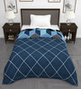 Blue Microfiber Geometric 180 GSM Fusion Reversible Single Comforter