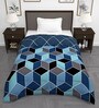 Blue Microfiber Geometric 180 GSM Fusion Reversible Single Comforter