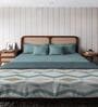 Blue Microfiber Geometric 80 GSM Double Bed Dohar