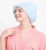 Blue Microfiber Solid 380 GSM Hair Wrap Towel (Set of 2)