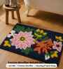 Blue Floral Microfibre 24X16 Inches Anti-Skid Bath Mat