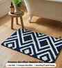 Blue Geomatric Microfibre 24X16 Inches Anti-Skid Bath Mat