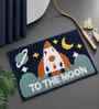 Blue To The Moon Microfibre 24X16 Inches Anti-Skid Bath Mat