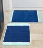 Blue Geometric Microfibre 24x16 Inches AntiSkid Bath Mats (Set of 2)