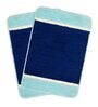 Blue Geometric Microfibre 24x16 Inches AntiSkid Bath Mats (Set of 2)
