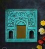 Blue Miniature Jharokha  Wooden Wall Mirror