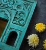 Blue Miniature Jharokha  Wooden Wall Mirror