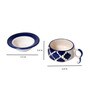 Ceramic 100 ML Blue Moroccan Handpainted Chirag Tea Cups Saucer(Set of 6)