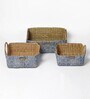 Blue Natural Fibre Set of 3 Basket