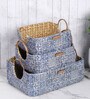 Blue Natural Fibre Set of 3 Basket