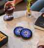 (Set Of 4) Blue & Black Nebula Acacia Wood Coaster with Enamel