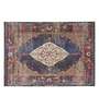 Blue Persian Polyester 3 ft x 5 ft Machine Made Carpet