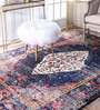 Blue Persian Polyester 3 ft x 5 ft Machine Made Carpet