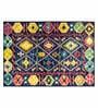 Blue Persian Polyester 5 ft x 7 ft Machine Made Carpet