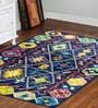 Blue Persian Polyester 5 ft x 7 ft Machine Made Carpet