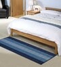 Blue Polyester Machine Made Floor Runner and Door Mat