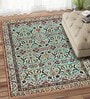 Green Persian Polyester 4 ft x 6 ft Machine Made Carpet