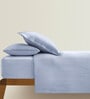 Blue Solid  Cotton Fitted Bedsheet