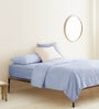 Blue Solid  Cotton Fitted Bedsheet