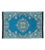 Blue Chenille Vintage 4 x 6 Feet Machine Made Carpet