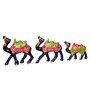 Blue Paper Mache Camel Set Of 3