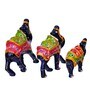 Blue Paper Mache Camel Set Of 3