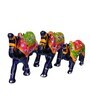Blue Paper Mache Camel Set Of 3