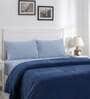 Blue Solid 110 TC Cotton Double Bed Cover