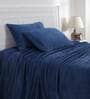 Blue Solid 110 TC Cotton Double Bed Cover
