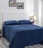 Blue Solid 110 TC Cotton Double Bed Cover