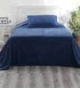 Blue Solid 110 TC Cotton Single Bed Cover