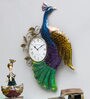 Blue Peacock Iron Clock In Blue