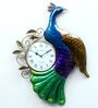 Blue Peacock Iron Clock In Blue