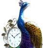 Blue Peacock Iron Clock In Blue