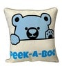 Blue Peek-A-Boo Poly Cotton 16 X 16 Inchs Kids Cushion Cover